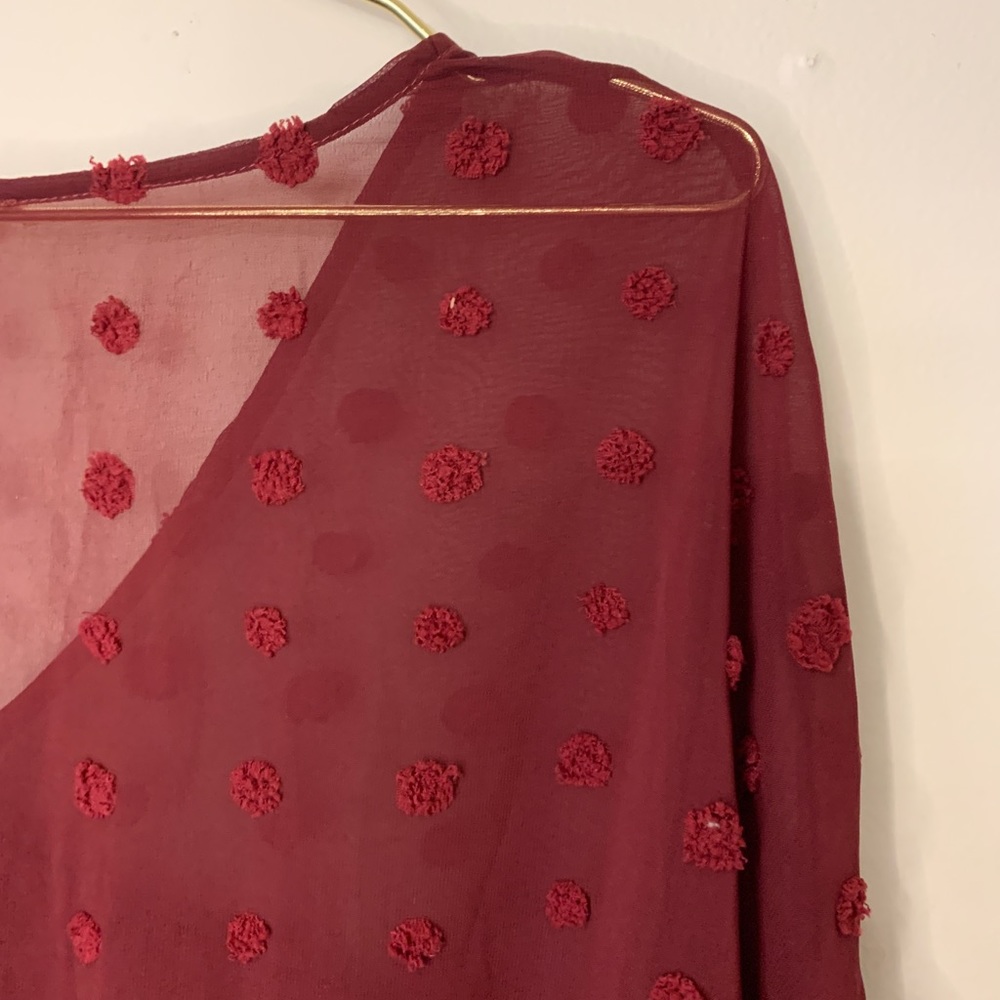 Deep Red Textured Entro Blouse - Picture 4 of 4